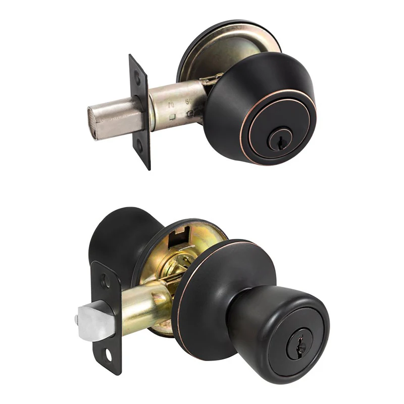 Entrance Lever Knob Combo Entry Door Lockset With Deadbolt Lock Set ...