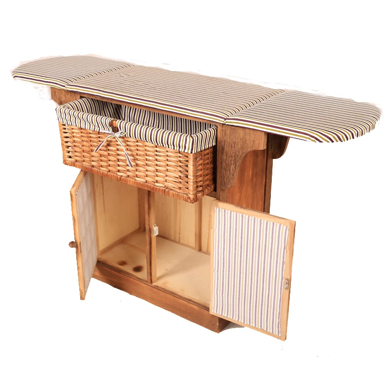 Factory Hot Wholesale Folding Wood Ironing Board With Wicker Drawer
