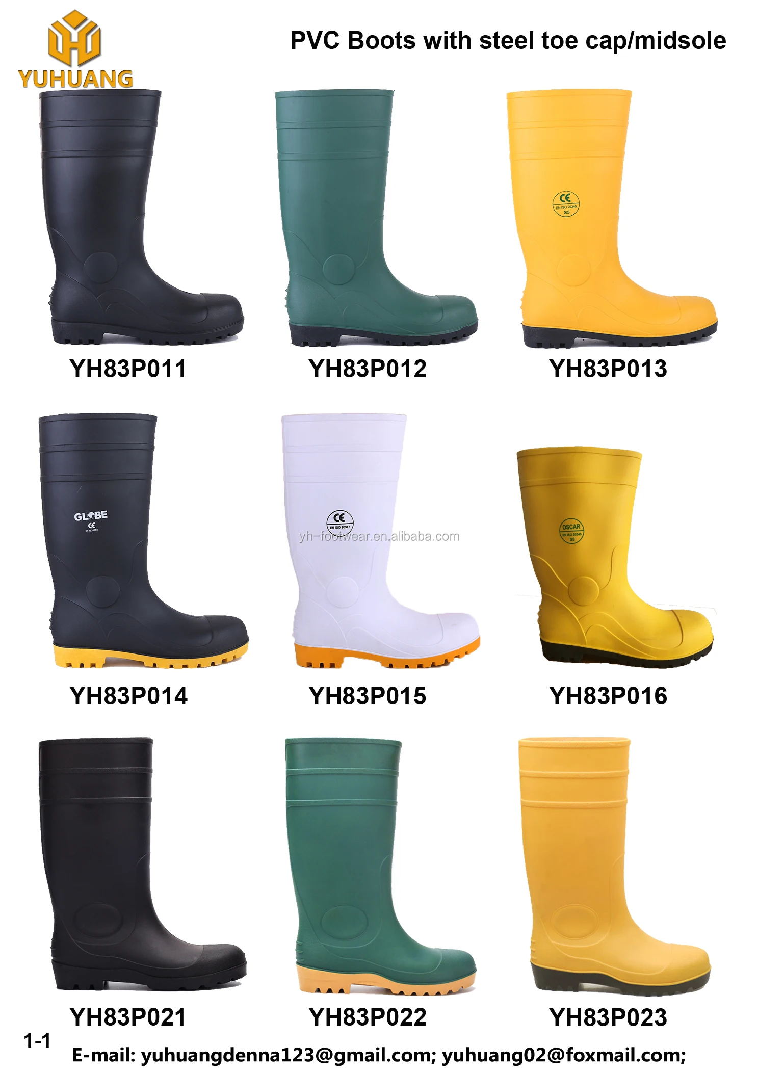 Yellow Color Pvc Gum Boots With Steel Toe Cap Ce Standard Safety Pvc Rain Boots Buy Yellow 6347