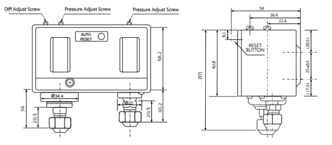 Spdt Dual Differential Pressure Switch Used In Fluorinated Refrigerant