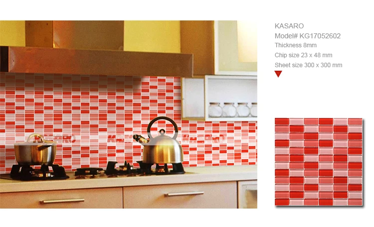20x20MM Red Glass Mosaic Kitchen Backsplash Tile, 12x12 Red Decorated Glass Mosaic Tile, Red Mosaic Wall Tiles