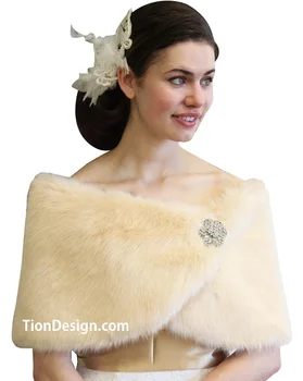 champagne faux fur wrap