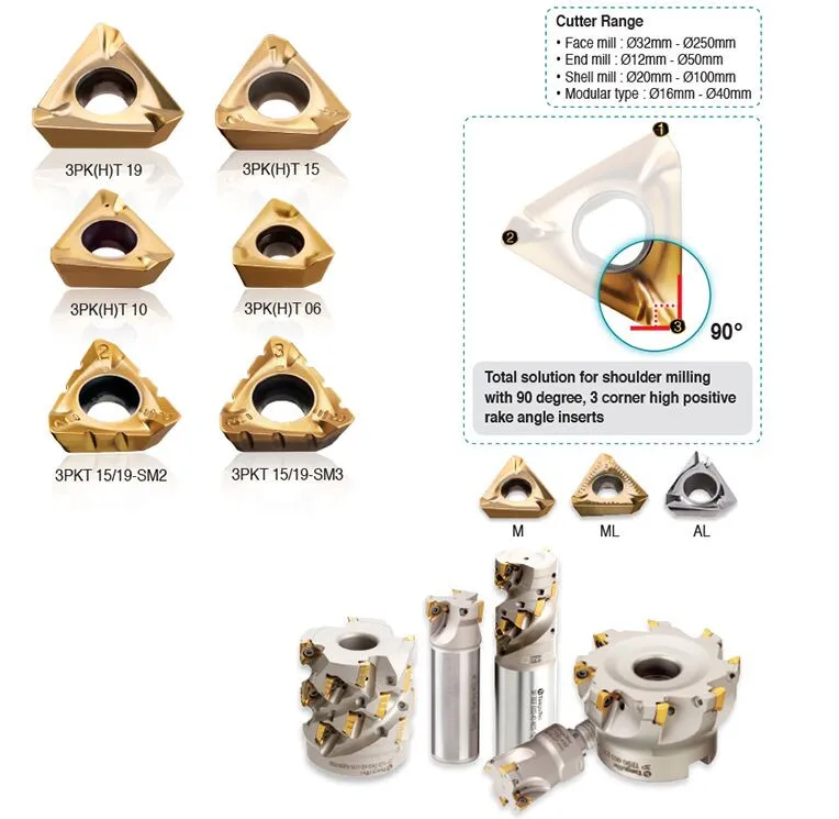 Taegutec Carbide Milling Inserts For End Mill Cutter 3pht150504rm