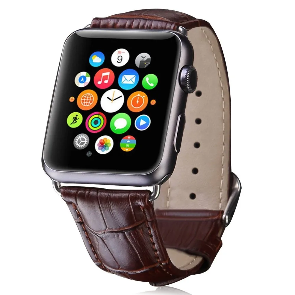 Alligator Print Leather Watch Band For Apple Watch Iwatch Series 123