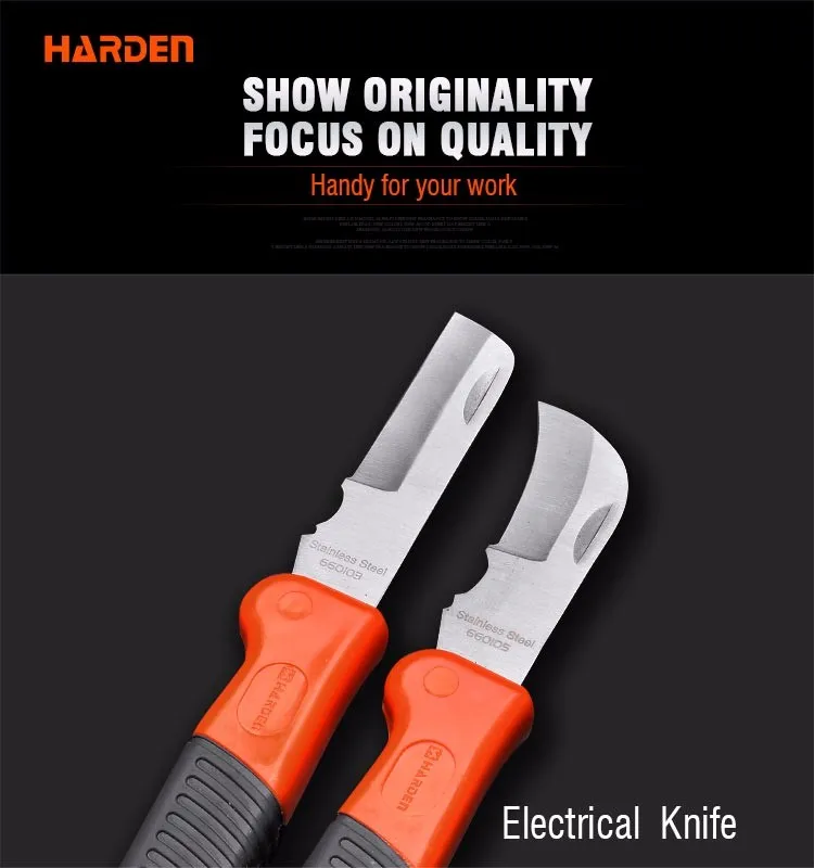 Knife hardening. Нож кабельный Harden 660103 для электрика 195мм.