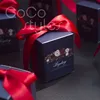 Cocostyles personalized classical navy bule candy box with red ribbon for british style wedding party events