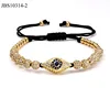 High quality Luxury CZ micro pave diamond ball eye charm men women braided macrame bracelet