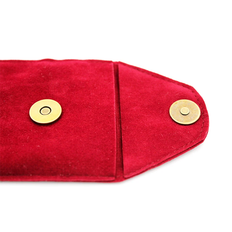 Most Popular Custom Logo Faux Suede Flap Gift Jewelry Pouch With Button