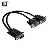 Black VGA Male to 2 VGA Female Adapter extended Monitor Y Splitter Cable Converter Video Cable for Screen Duplication