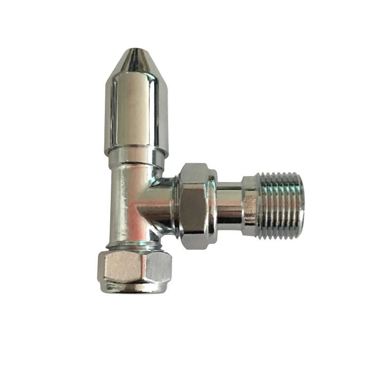 Chrome Angle Radiator Valves Thermostat Cap Temperature Control Knob