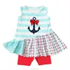 hot sell kids clothing summer anchor embroidery children's boutique clothes