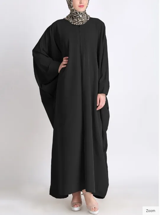 Winter Essential Kaftankimono Style Zipper Attached Abaya Dress Solid ...