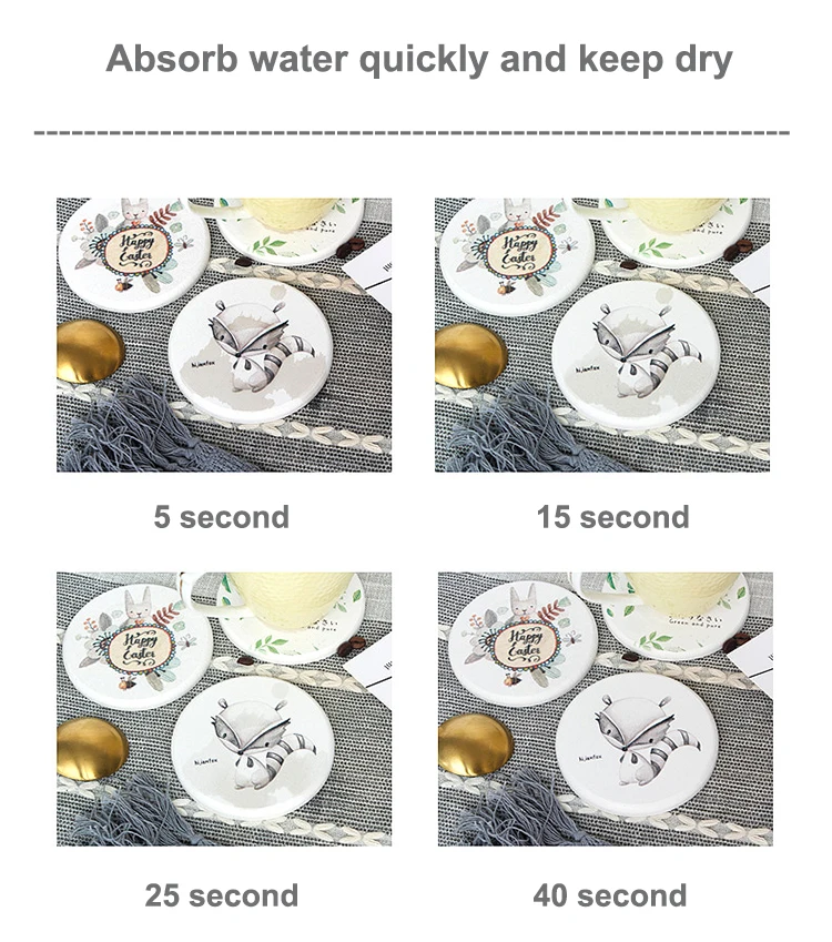 Ecofriendly Super Water Absorbing Quick Dry Diatomite Drink Coaster