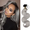 Jphair dyed from top quality hair material,single donor ombre grey human hair weaving