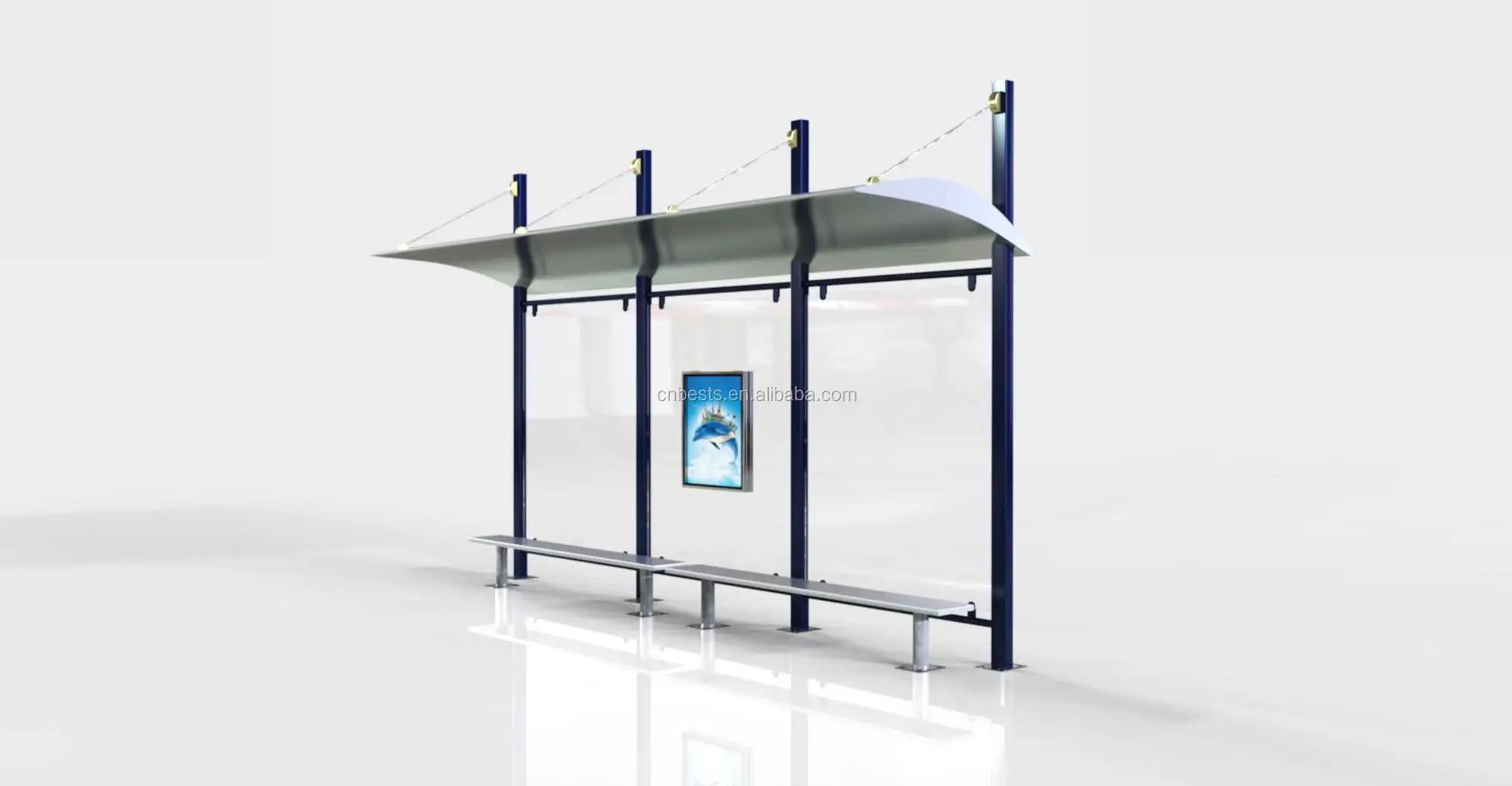 Metal Arched Polycarbonate Roof Bus Stop Shelter With Mupis Led 