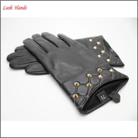women 's car leather driving gloves with the studs