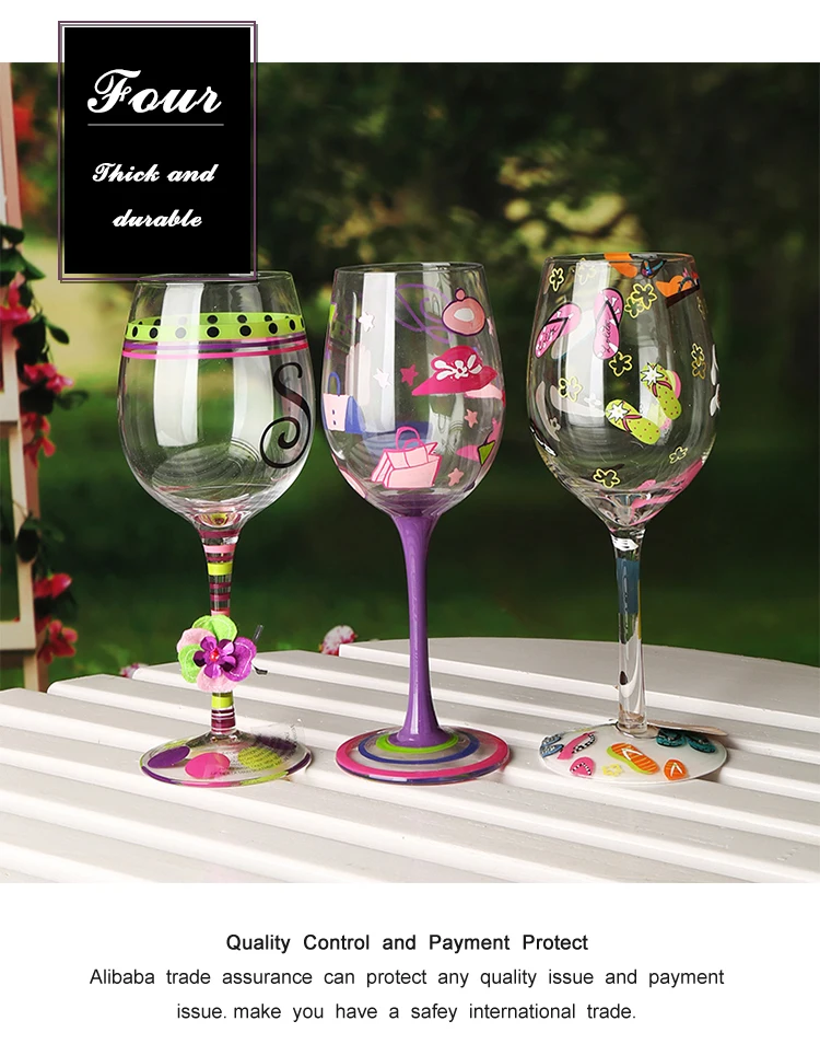 Wholesale Hand Painted Gift Set Decorative Goblet Red Wine Glass Cup