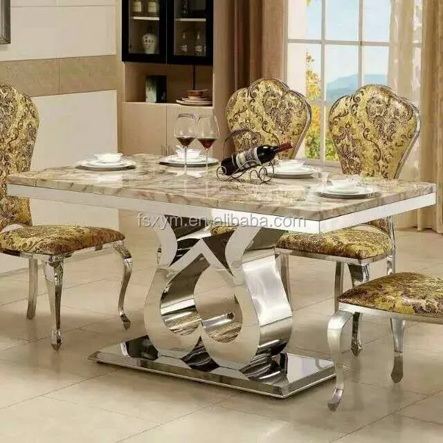 Modern Luxury Upscale Stainless Steel Dining Table Designs For Hotel