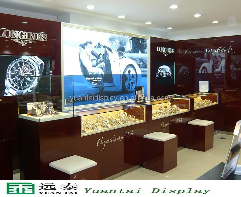 Luxury Modern Wall Mounted Watch Display Case And Showcase For Retail