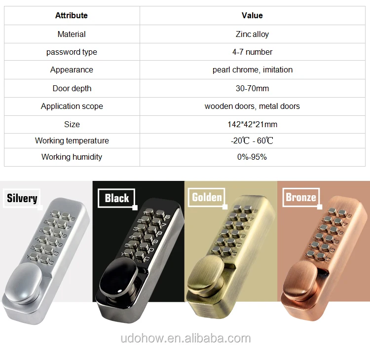 Push Button Door Lock Installation Udohow Keyless Entry Digital Door Lock - Mechanical Push Button Lock ...