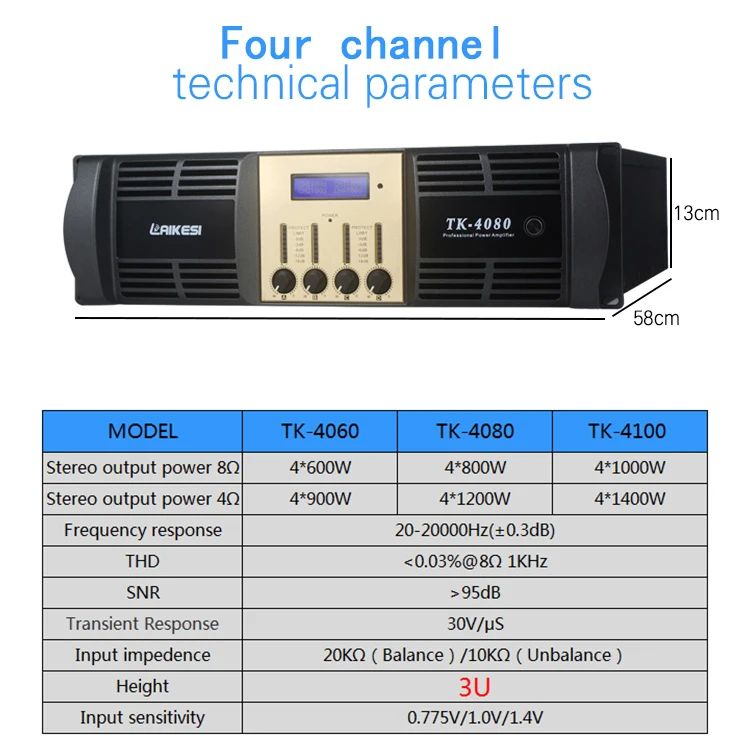 Amplificador de potencia de audio de alta calidad con alta potencia de equipo de sonido de audio profesional