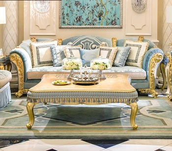 2018 Luxury Furniture Comfortable New Clic 3 Seat Upholstery Fabric Leisure Combination Sofa Wooden Elegant Luxurious