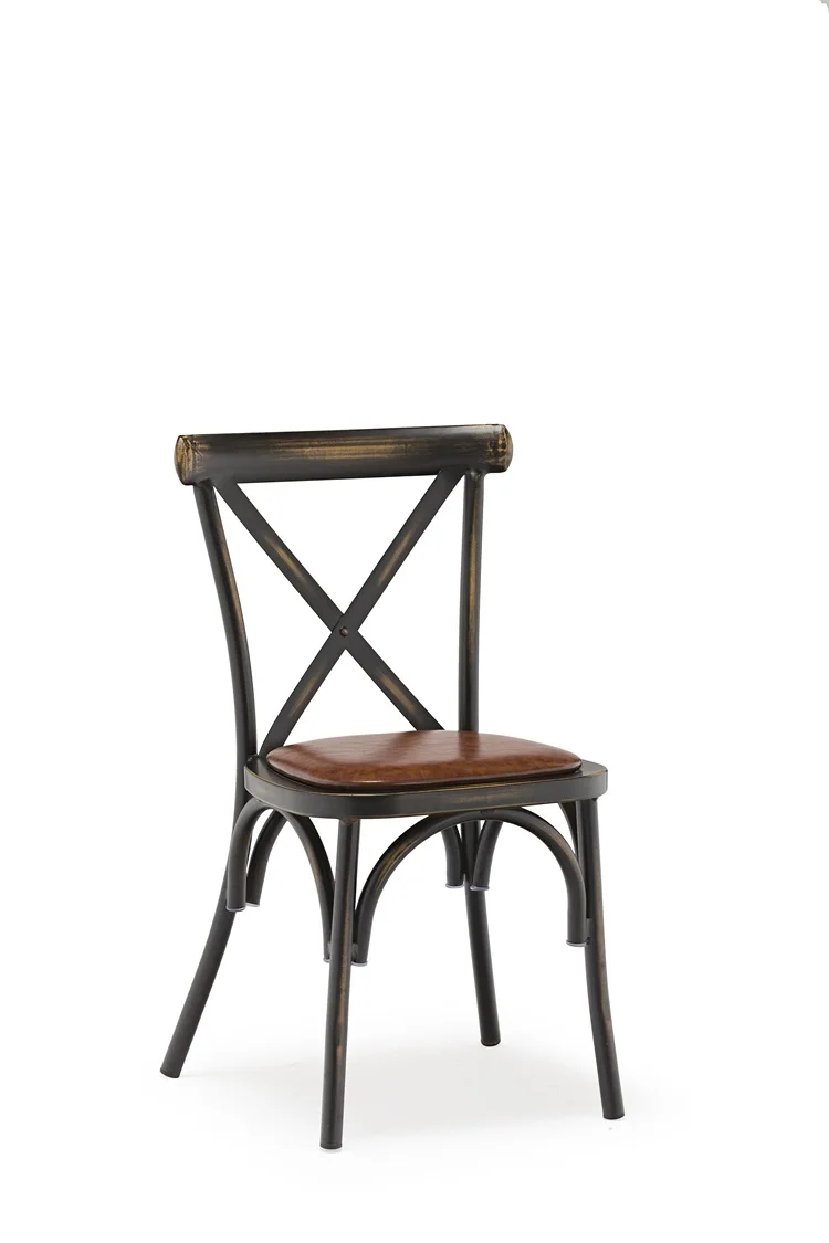 Commercial furniture Chinese Elegant Vintage Metal Aluminum High Back Cafe Chairs With Cushion For Restaurants Dining Garden