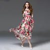 Z90012B 2017 Fashion High Quality European Long Flora Casual Women Dresses