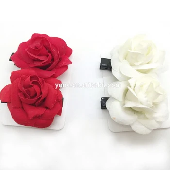small red rose hair clip