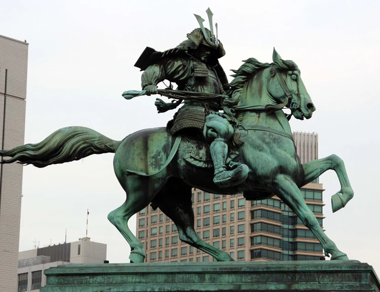 Grande Sculpture En Cuivre,Statue De Samouraï En Bronze,D'extérieur