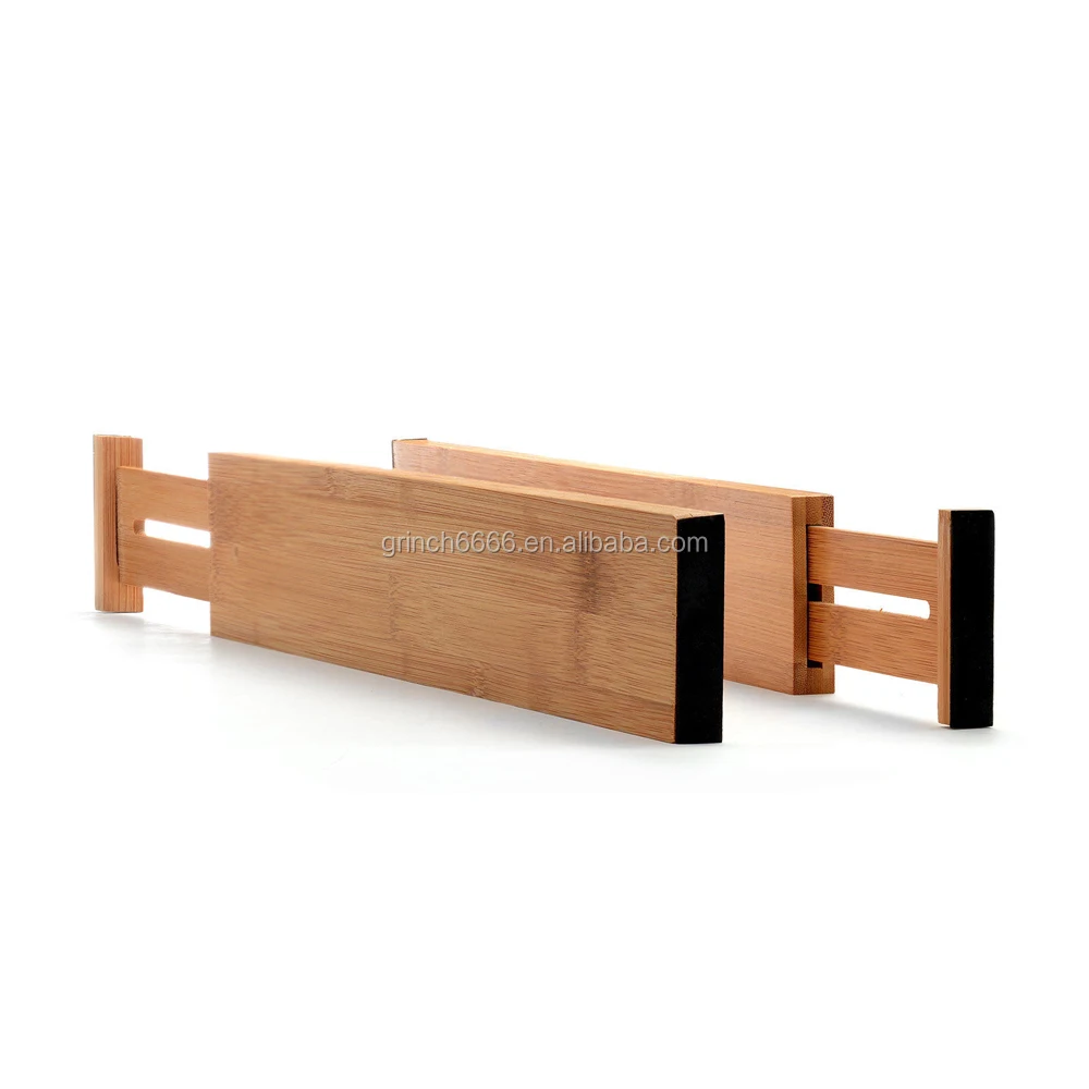 100 Natural Bamboo Drawer Dividers Dial Spring Loaded Drawer