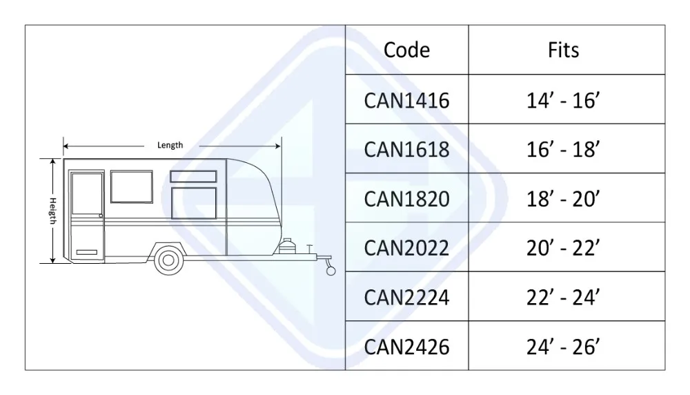Size - Caravan Cover