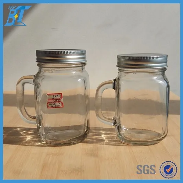 glass mason jar with handle