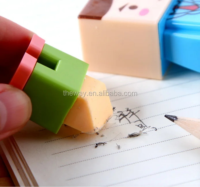 Cute Cartoon Kawaii Dolls Erasers With 2holes Pencil Sharpener Buy