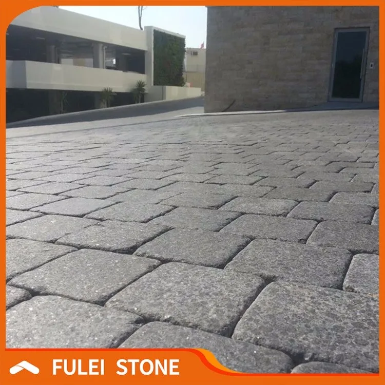Natural outdoor cheap price flamed black basalt paving stone