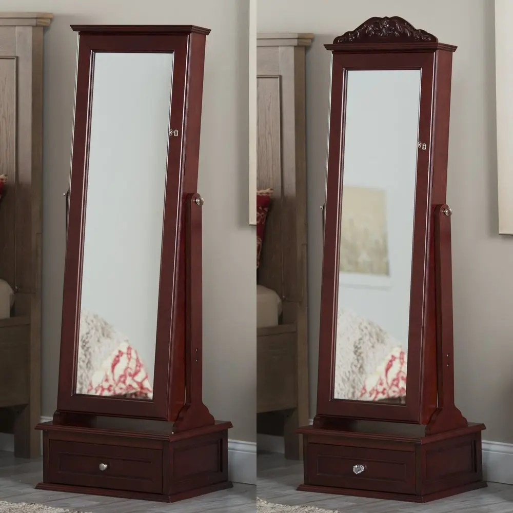 New Vintage Standing Mirror Jewelry Armoire With Lock - Buy Mirror Jewelry Armoire,Mirror 