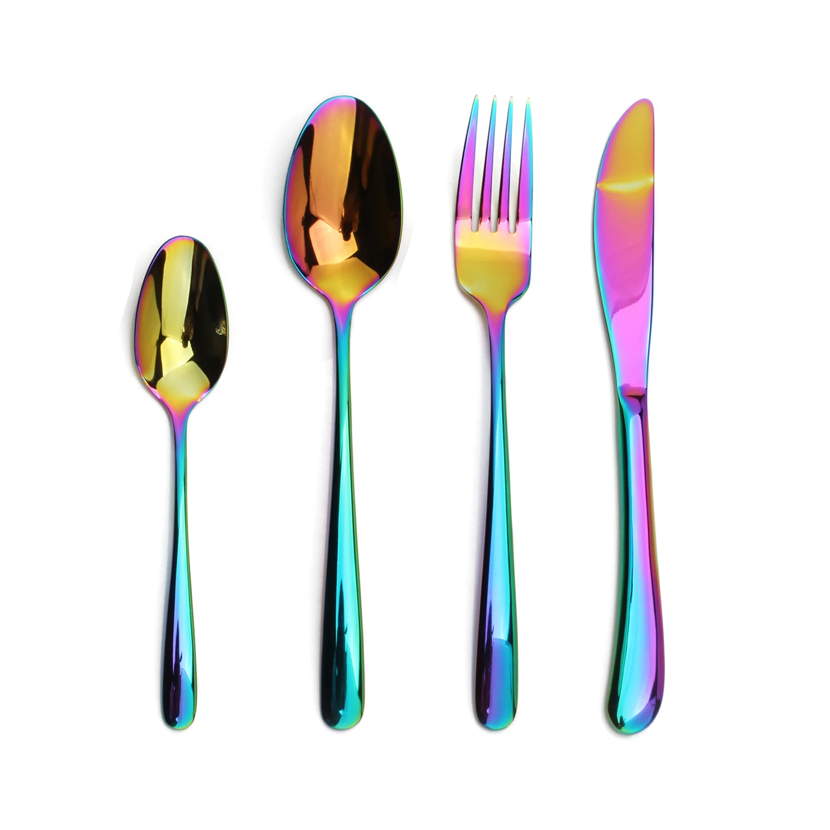 Stainless Steel Colorful Rainbow Flatware Pvd Coating Rainbow Cutlery ...