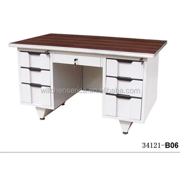 Hot Selling 34121 B06 Metal Office Table With Drawers High Gloss