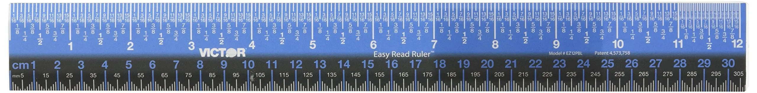 Victor Plastic Dual Color 12 Easy Read Ruler EZ12PBL