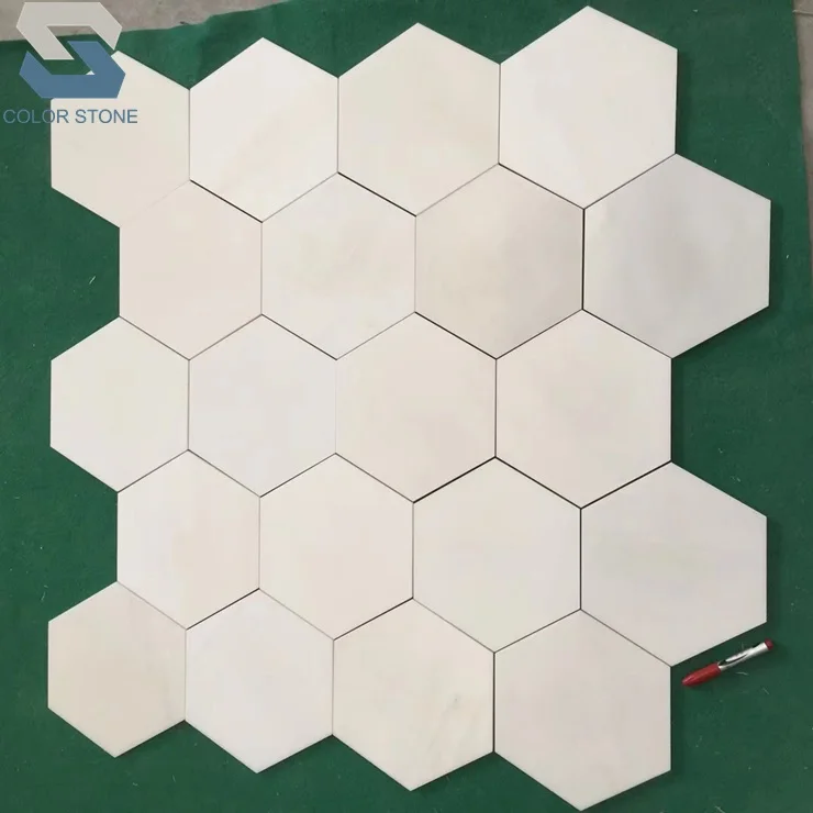 Cheap hexagonal natural China white stone mosaic floor tile