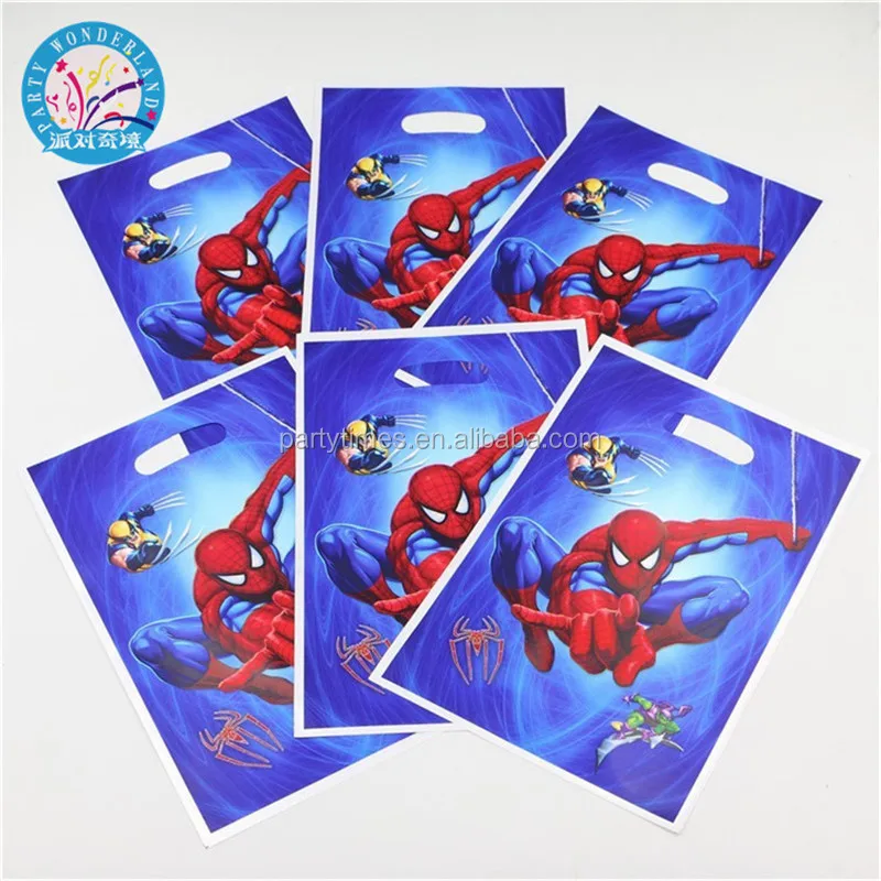 Biscuits,Goodie Paper Bags Spiderman Party Gift Bags Birthday Candies Spider-Man:Into the Spier-Verse Centerpiece Decorations for Kids Party Baby Shower Supplies Pack of 12.