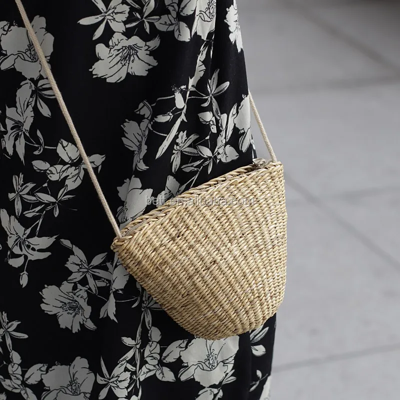 Cheap Mini Pocket Straw Shoulder Bag Rattan Straw Coin Purse Bag ...