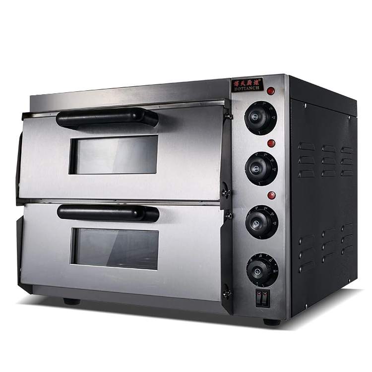 Electric Black Pizza Oven 2 Layers 4 Pans Commercial Baking Oven For Commercial Kitchen