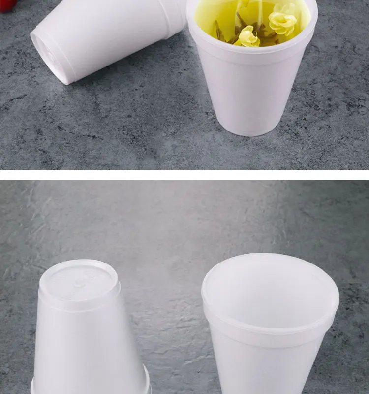 350ml Disposable Foam Coffee Cup With Matching Plastic Flat Lids
