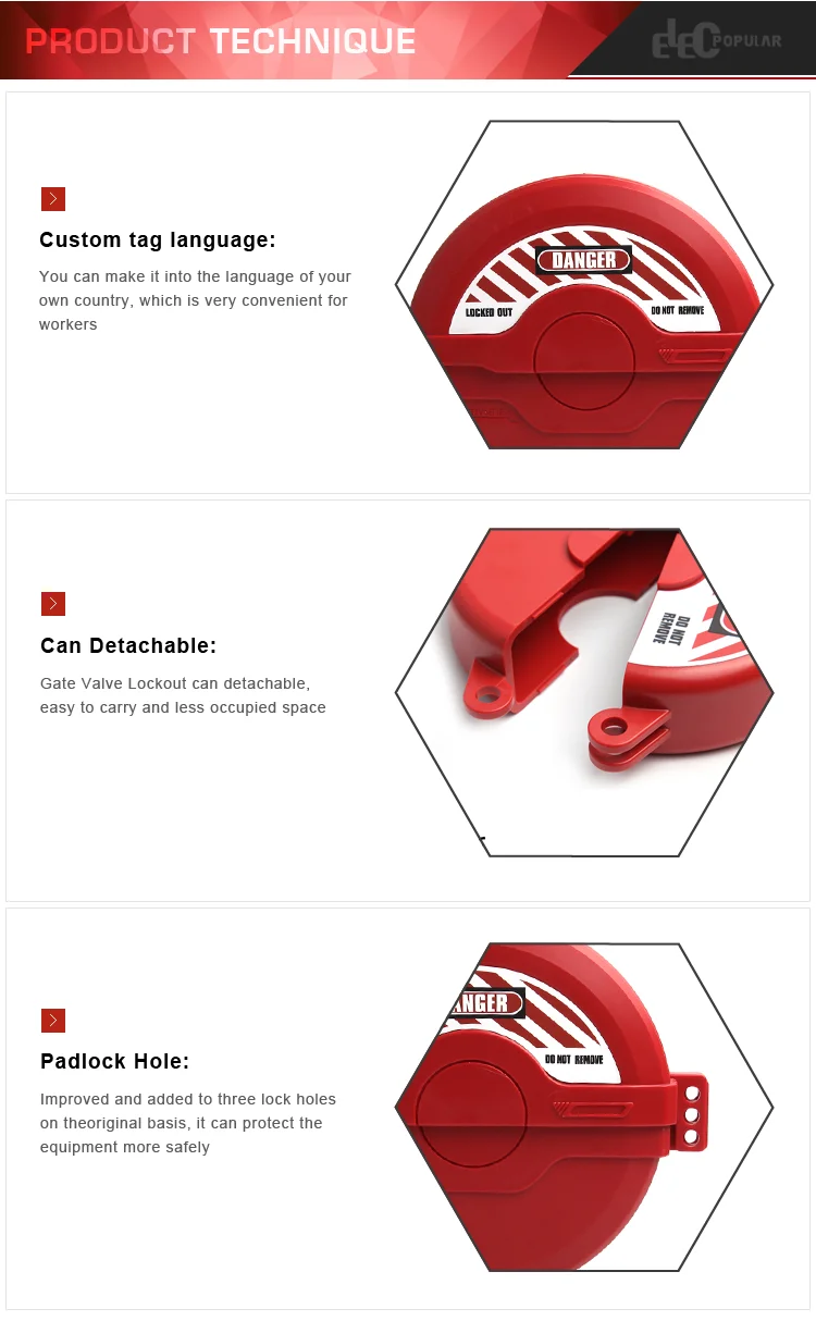 Super September Red Injection-Molded Polypropylene Safety Gate Valve Lockout