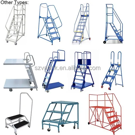 Supermarket High Reach Steel Q235 Movable Ladders Supermarket High Reach Steel Q235 Movable Ladders