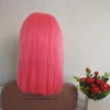 10 12 14 bright yellow,pink,blue orange color blunt cut human hair straight bob front lace/full lace wigs middle/ side part