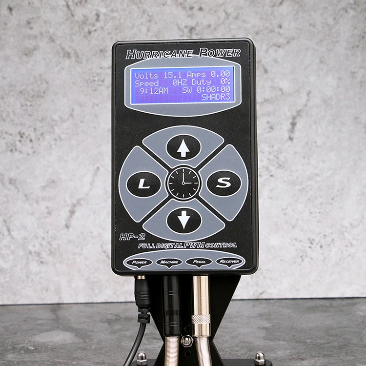 Fonte de Alimentação Mais Novo Profissional Preto Furacão Tatuagem Digital Dupla Display Lcd Máquinas Frete Grátis Hp-2 5 Fonte de alimentação p tatuagem