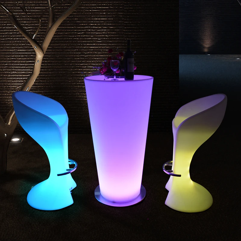 High Top Party Led Tables Chair Set Led Furniture And Bar Lighting