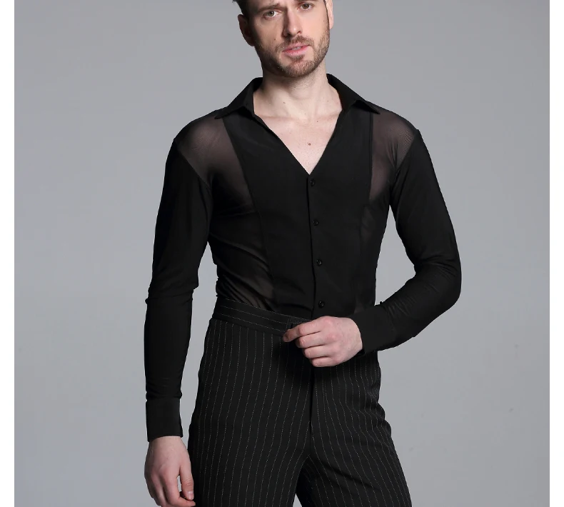 Black Ballroom Dance Shirt Mens Latin Shirt Men S Ballroom Latin Dance Costumes Dance Top Male